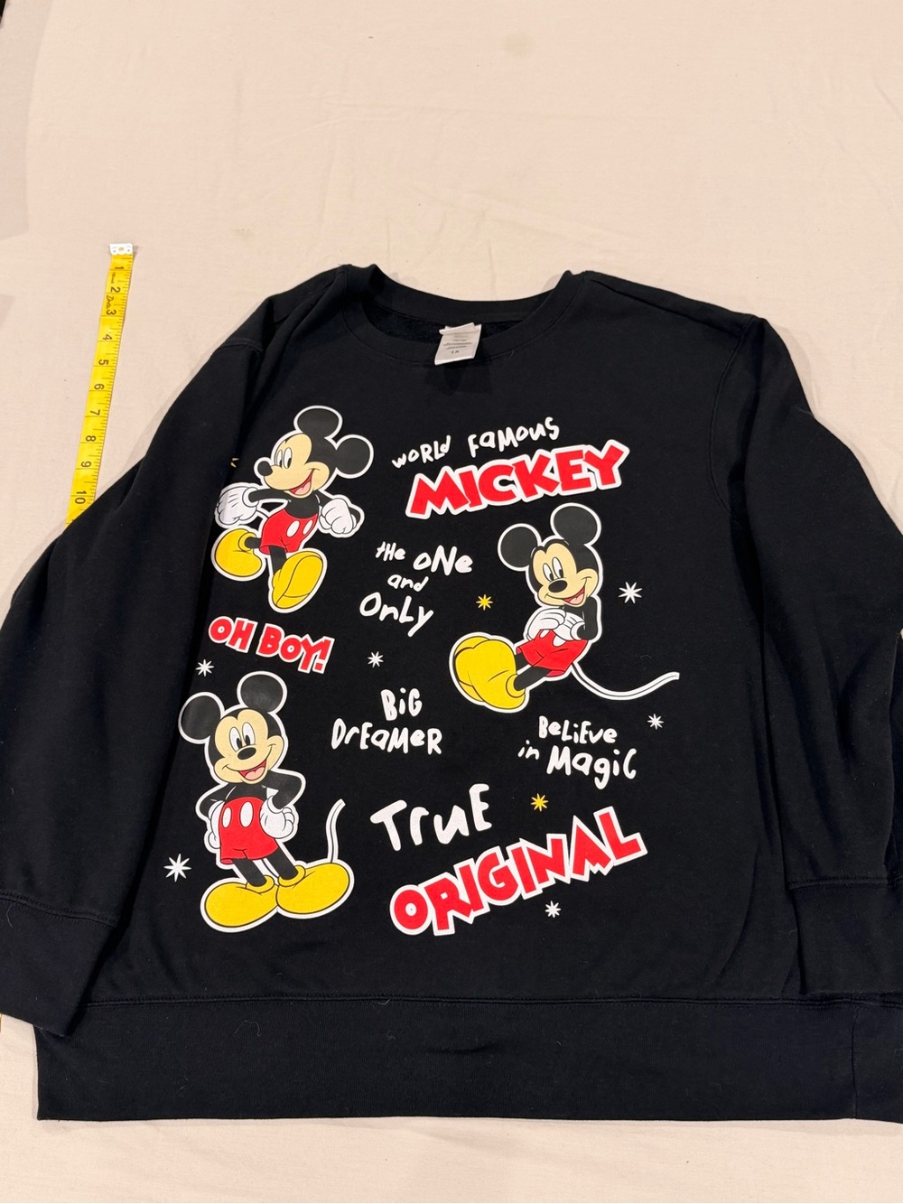 Disney Black Mickey Mouse Graphic Kids Sweatshirt with Red & Yellow Accents